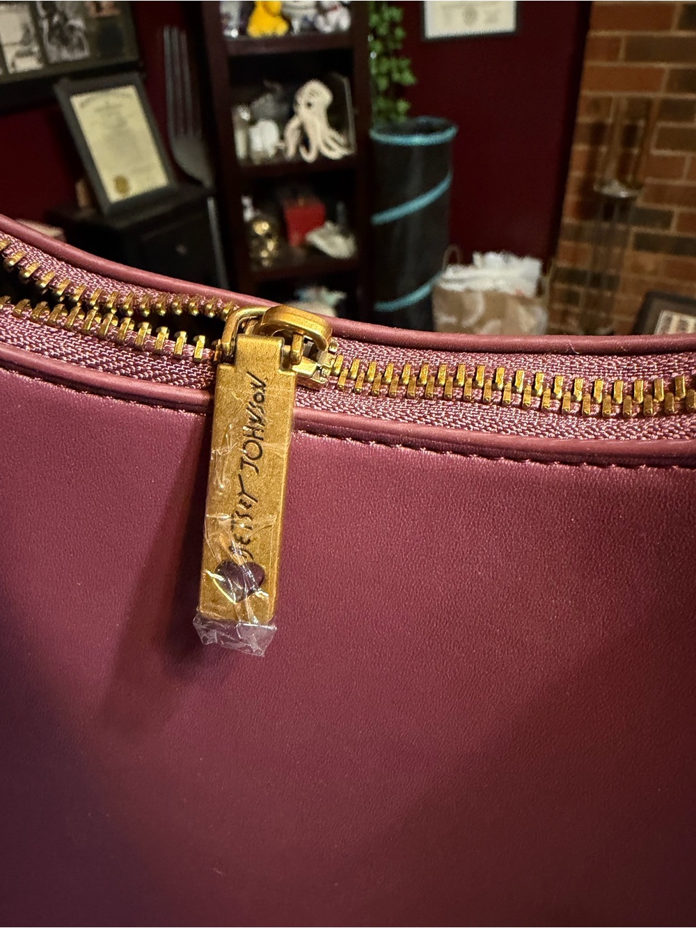 NWT Betsey Johnson Berry Pink Crescent Shoulder Bag - Picture 5 of 7